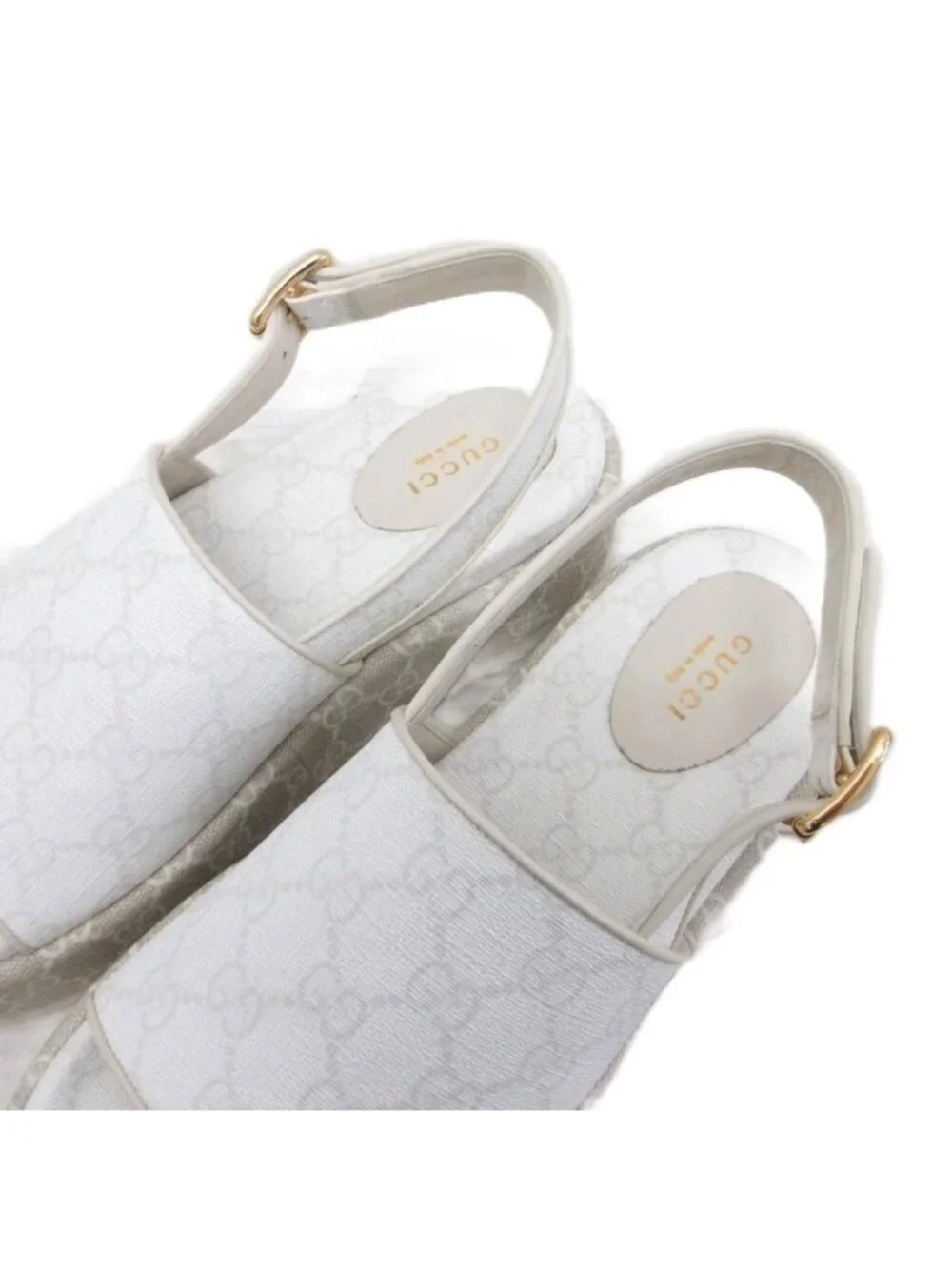 Gucci GG Logo Sandals Platform Thick Sole All Over Print White